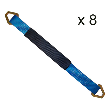 TIE 4 SAFE 2" x 48" Axle Straps w/ Sleeve & D Rings
 WLL: 3, 333 lbs.
 , PK8 RT41A-48M18-BU-C-8